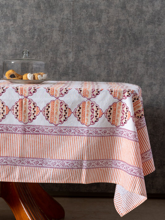 Magenta orange heera jaal table cover